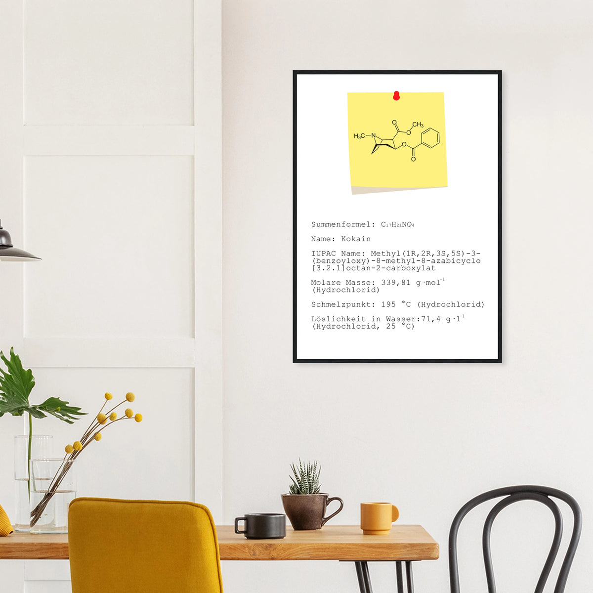 Poster mit Strukturformel "Kokain"