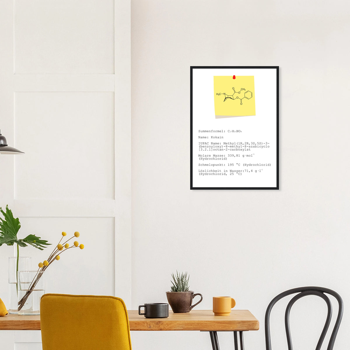 Poster mit Strukturformel "Kokain"