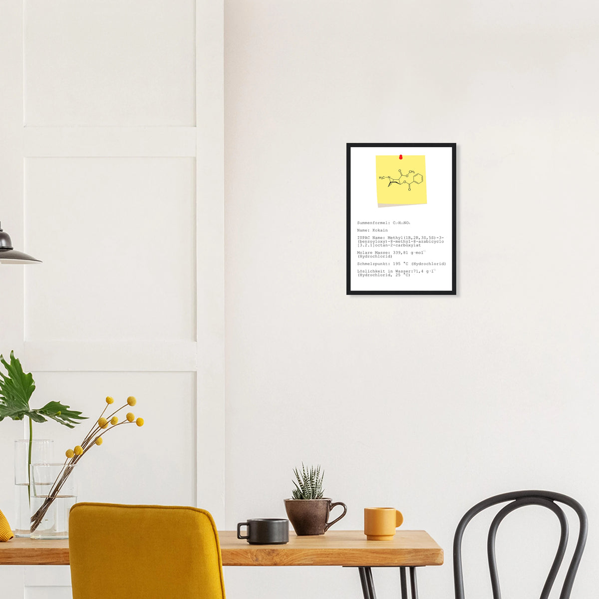 Poster mit Strukturformel "Kokain"
