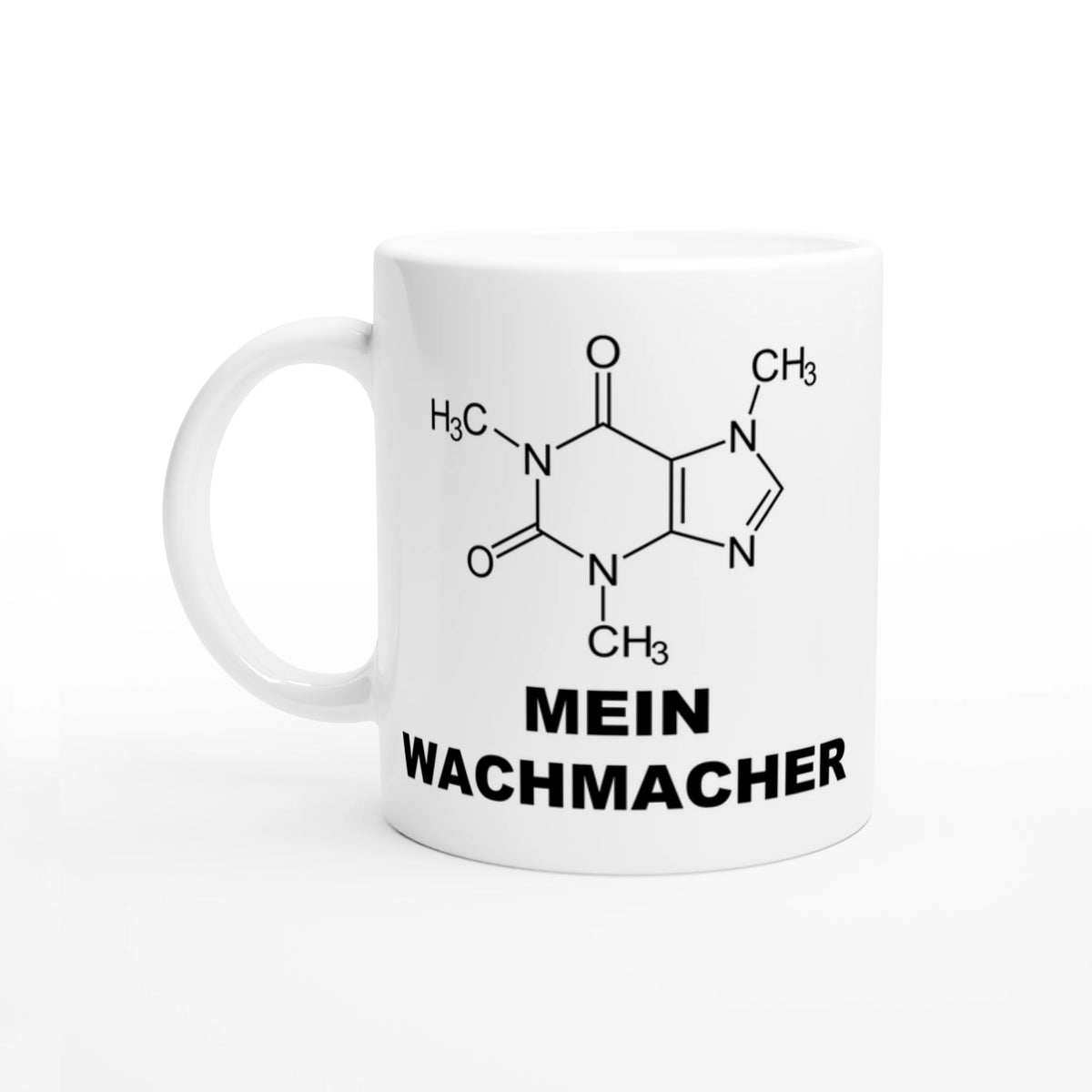 Weiße Keramiktasse "Mein Wachmacher"